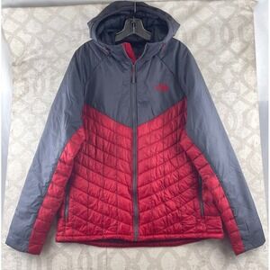 The North Face ThermoBall Hooded Jacket Mens Large Red Grey Primaloft Puffer L